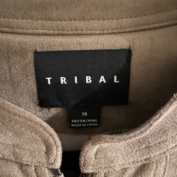 Tribal Light Brown Suede Jacket Women’s 14 - Picture 3 of 3